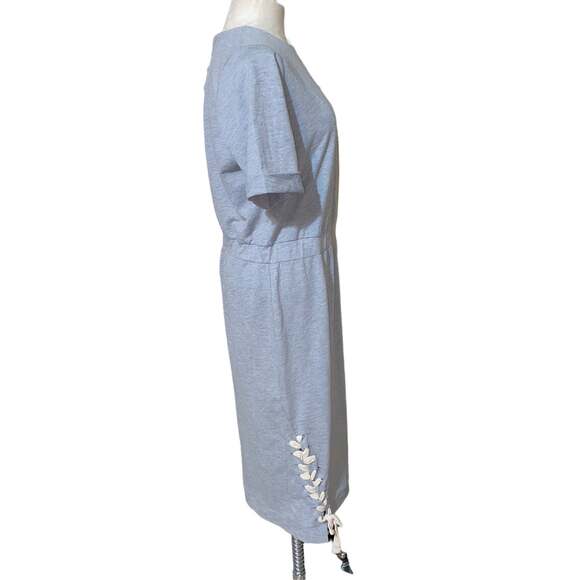 ASOS dress crewneck shoestring tie sides cuffed sleeves elastic waist grey 12 - Picture 5 of 8